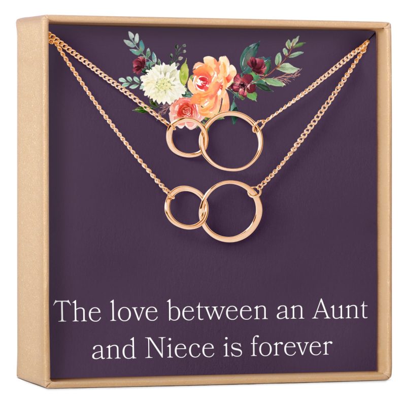 Aunt - Niece Double Circles Necklace Set - Dear Ava