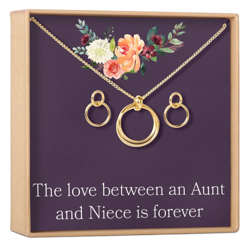 aunt niece linked circles earring and necklace jewelry set 519128