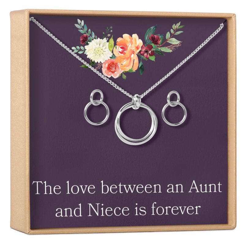 aunt niece linked circles earring and necklace jewelry set 807436