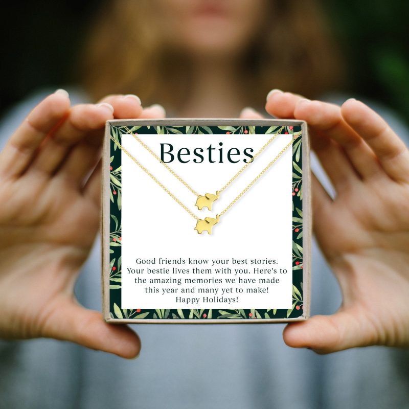 besties christmas elephant necklace set 359764