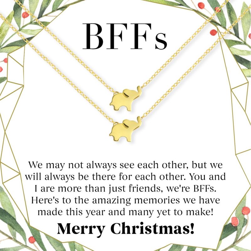 besties christmas elephant necklace set 671794