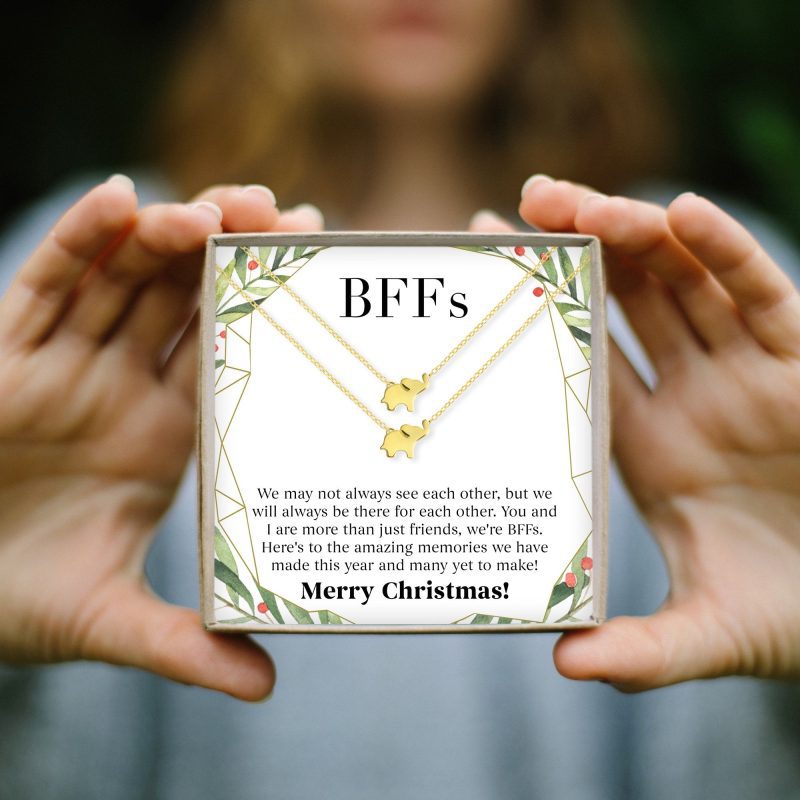 besties christmas elephant necklace set 850369