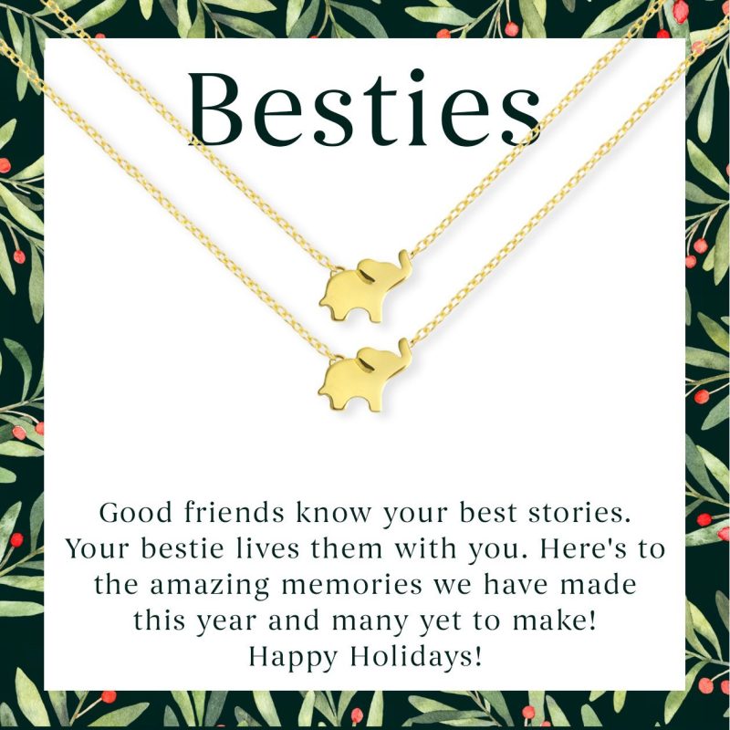 besties christmas elephant necklace set 884881