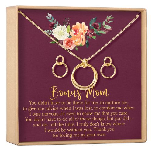 Bonus Mom Linked Circles Earring and Necklace Jewelry Set - Dear Ava