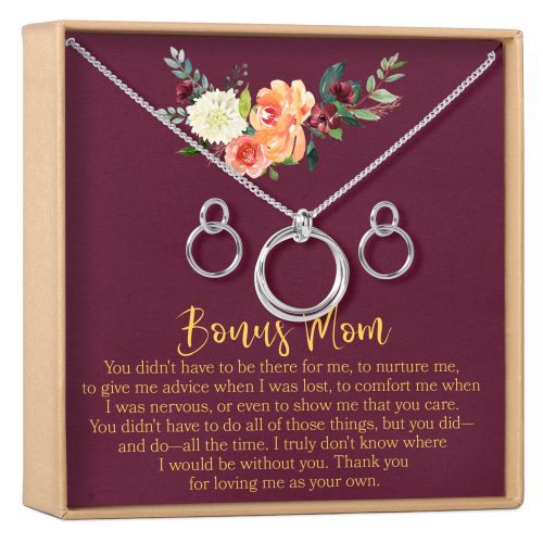 Bonus Mom Linked Circles Earring and Necklace Jewelry Set - Dear Ava