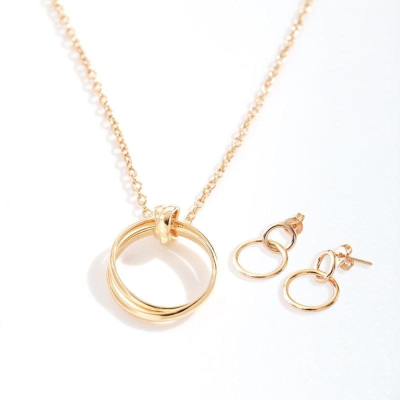 christmas gift for administrative assistant linked circles earring and necklace jewelry set 650963