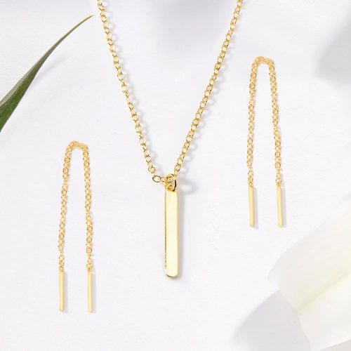 christmas gift for mentor gold bar earring threader and necklace jewelry set 860639