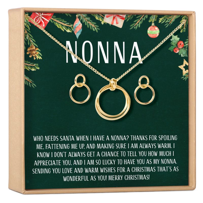 christmas gift for nonna linked circles earring and necklace jewelry set 835620