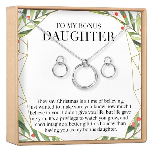 christmas gift for stepdaughter linked circles earring and necklace jewelry set 325050