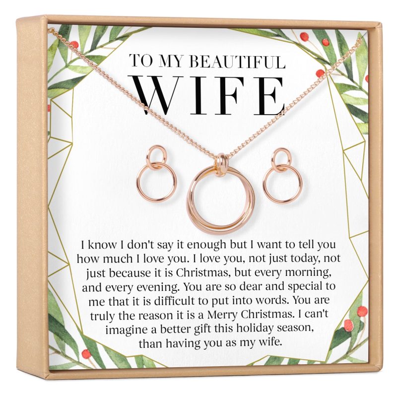 christmas gift for wife linked circles earring and necklace jewelry set 670020