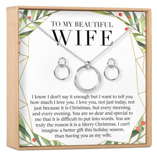 christmas gift for wife linked circles earring and necklace jewelry set 670234