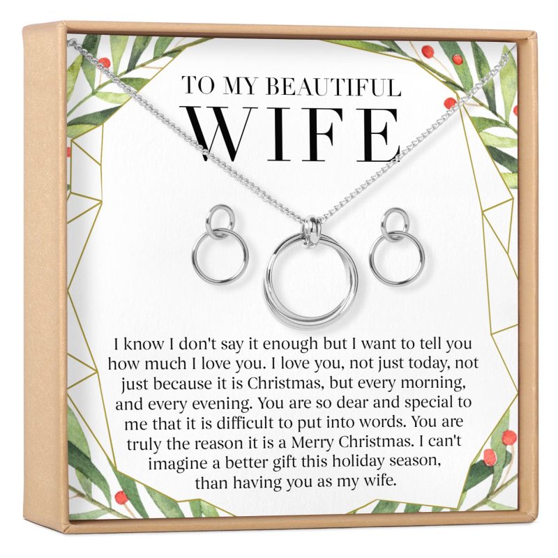 christmas gift for wife linked circles earring and necklace jewelry set 670234