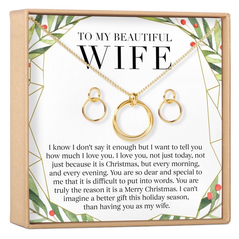 christmas gift for wife linked circles earring and necklace jewelry set 806992