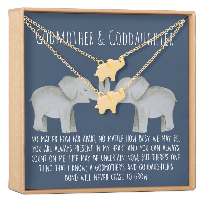 godmother goddaughter elephant necklace set 197318