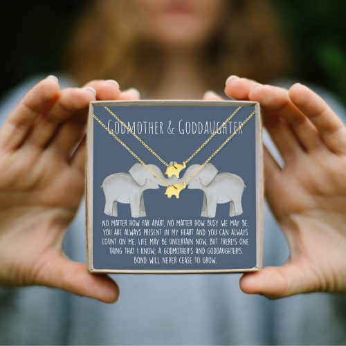 godmother goddaughter elephant necklace set 382018