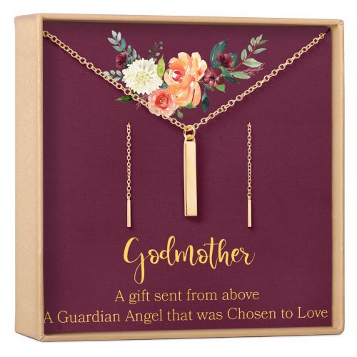 godmother gold bar earring threader and necklace jewelry set 452517