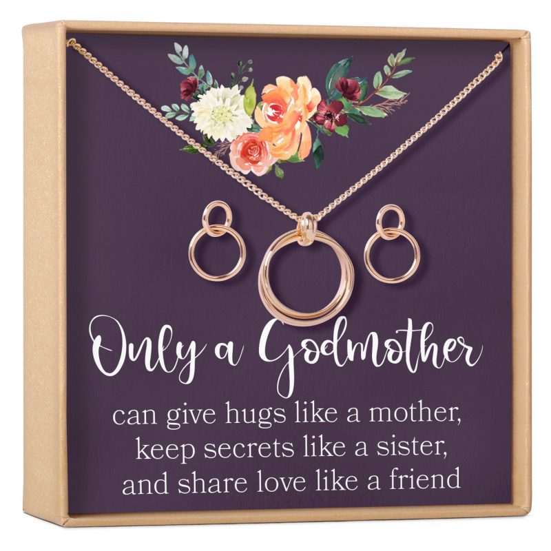 godmother linked circles earring and necklace jewelry set 852198