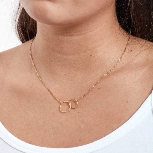 interlocking circles gold necklace 460064