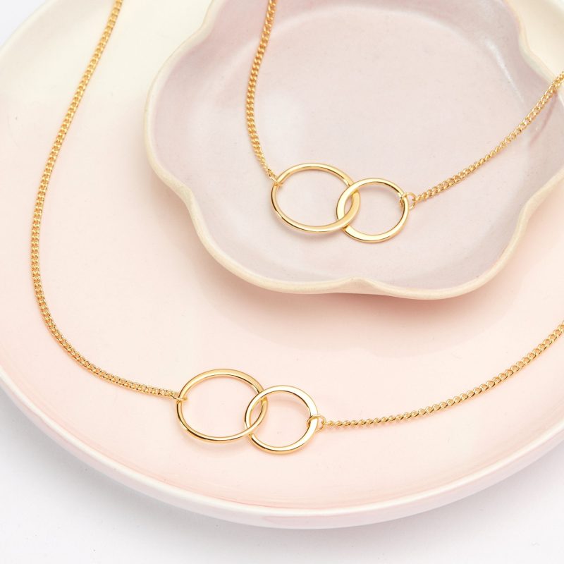 mother daughter double circles necklace set 203002