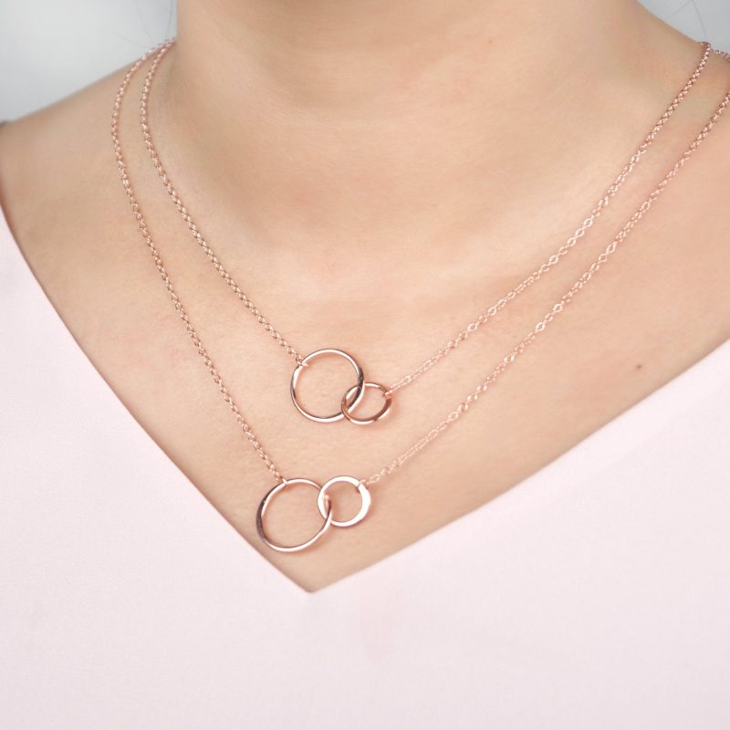 mother daughter double circles necklace set 377009