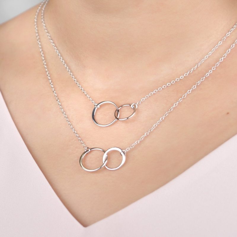 mother daughter double circles necklace set 386534