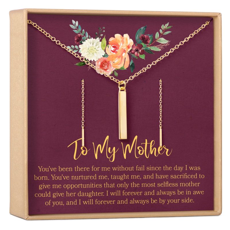 mother gold bar earring threader and necklace jewelry set 453788