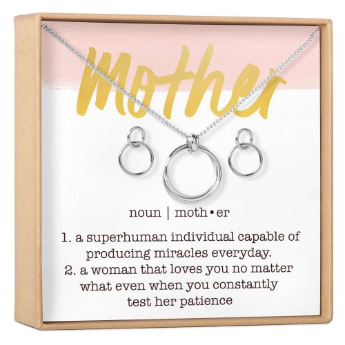 mother linked circles earring and necklace jewelry set 795332