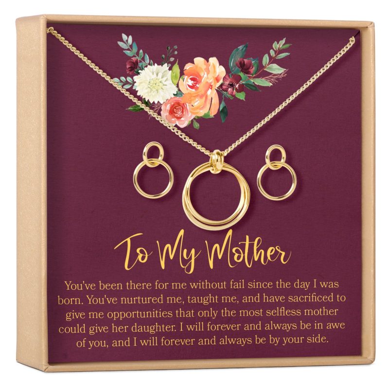 mother linked circles earring and necklace jewelry set 830981