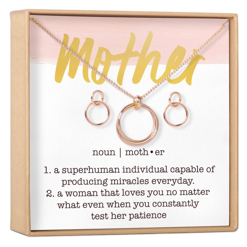 mother linked circles earring and necklace jewelry set 896879