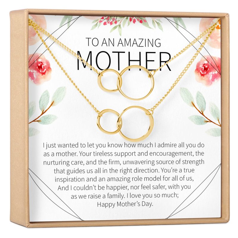 Mother's Day Gift From Husband Double Circles Necklace Set - Dear Ava