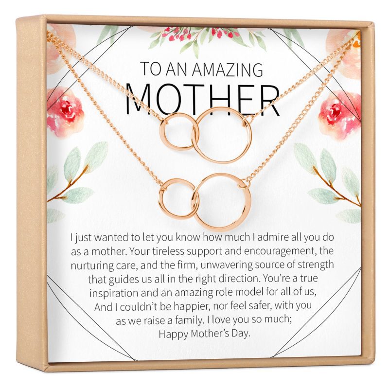 Mother's Day Gift From Husband Double Circles Necklace Set - Dear Ava