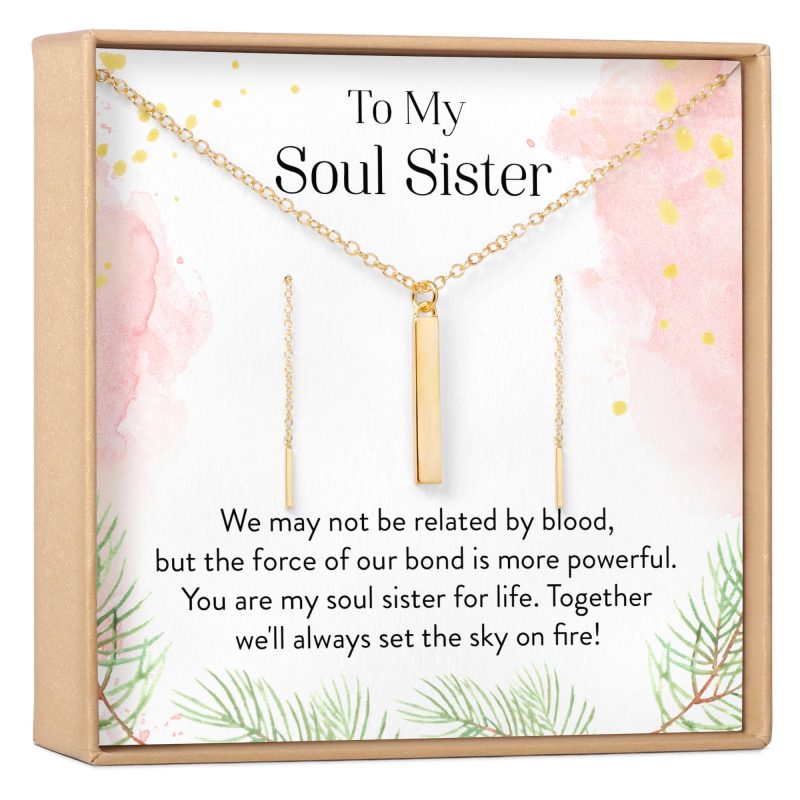 soul sisters gold bar earring threader and necklace jewelry set 415025