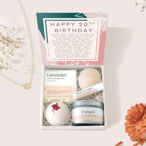 20th Birthday Compass Necklace Spa Gift Box Set - Dear Ava