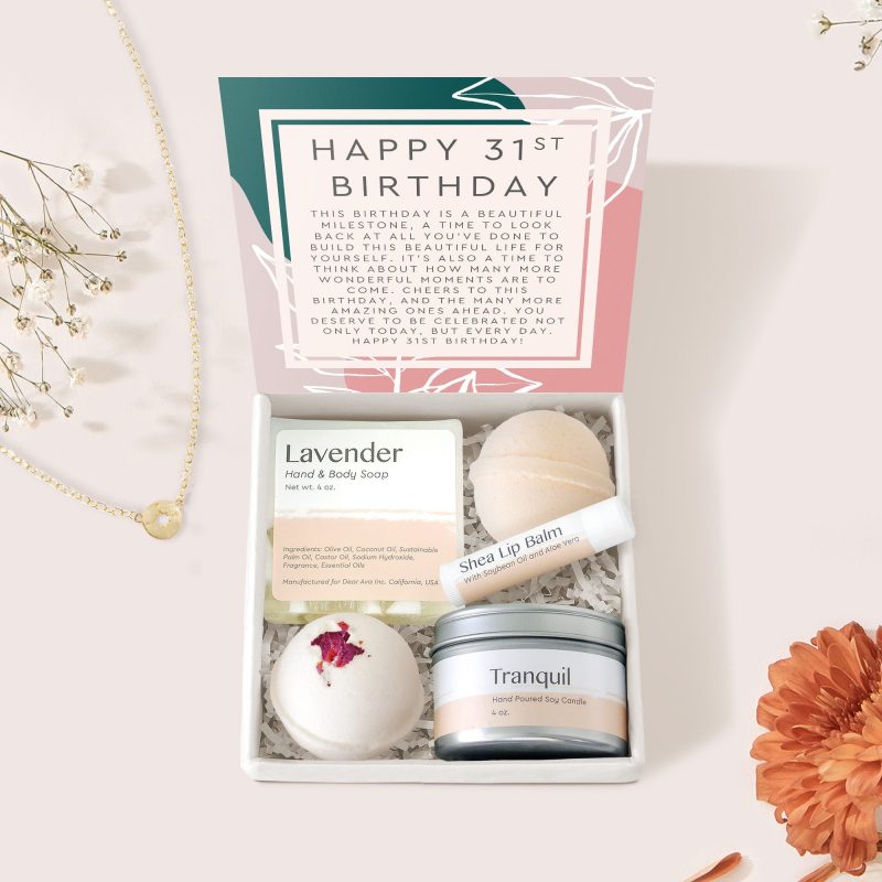 31st Birthday Compass Necklace Spa Gift Box Set - Dear Ava