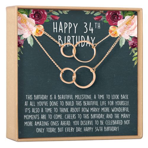 34th Birthday Necklace, Multiple Styles - Dear Ava