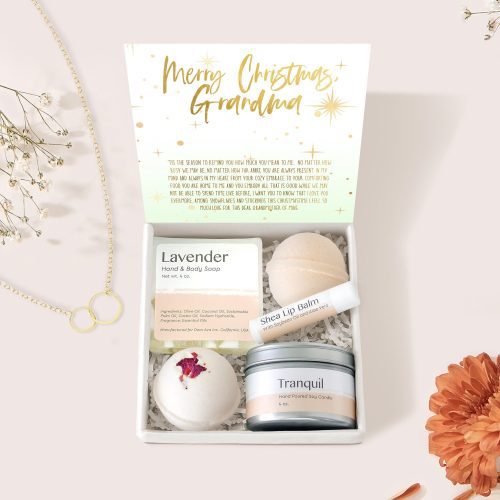 Christmas Gift for Grandmother Double Circle Necklace Gift Box Set - Dear Ava