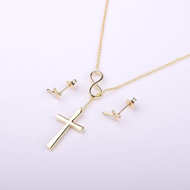 confirmation cross earring and necklace set jewelry set 155627