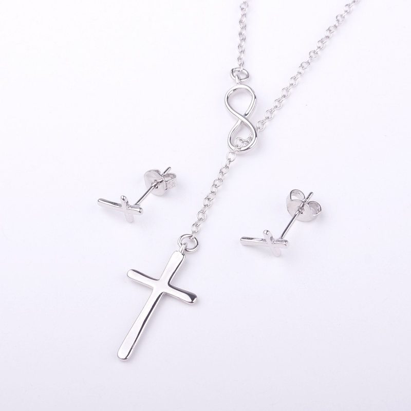 confirmation cross earring and necklace set jewelry set 601861