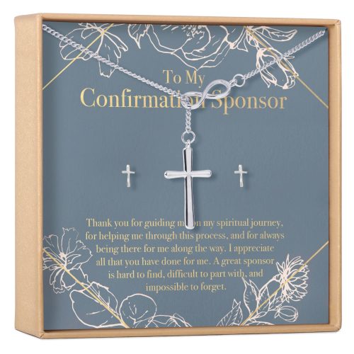 Confirmation Sponsor Cross earring and Necklace Set Jewelry Set - Dear Ava