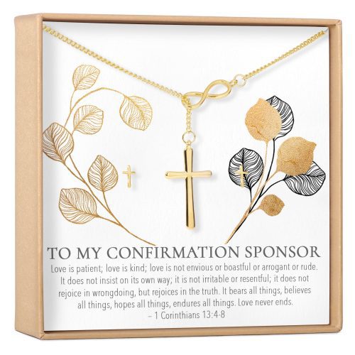 Confirmation Sponsor Cross earring and Necklace Set Jewelry Set - Dear Ava