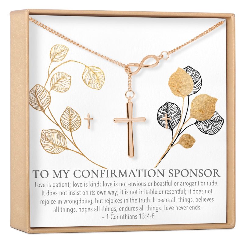 Confirmation Sponsor Cross earring and Necklace Set Jewelry Set - Dear Ava