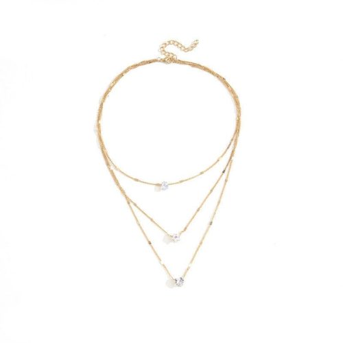 elegant gold layered charm necklace for women 156759