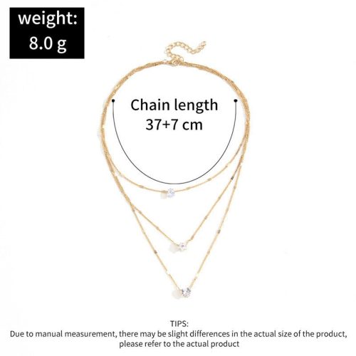 elegant gold layered charm necklace for women 302334