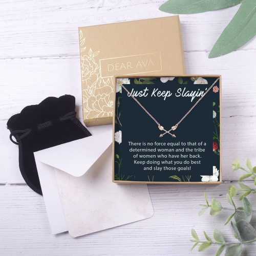 women empowerment keep slaying double intersecting arrows necklace 738158